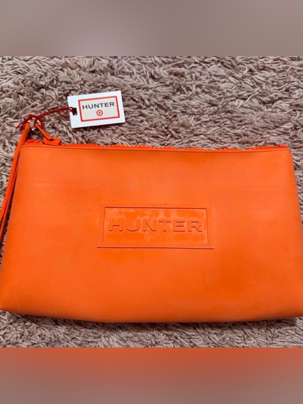 Hunter✨🧡❤️ Bright Orange Rubber Zip Pouch